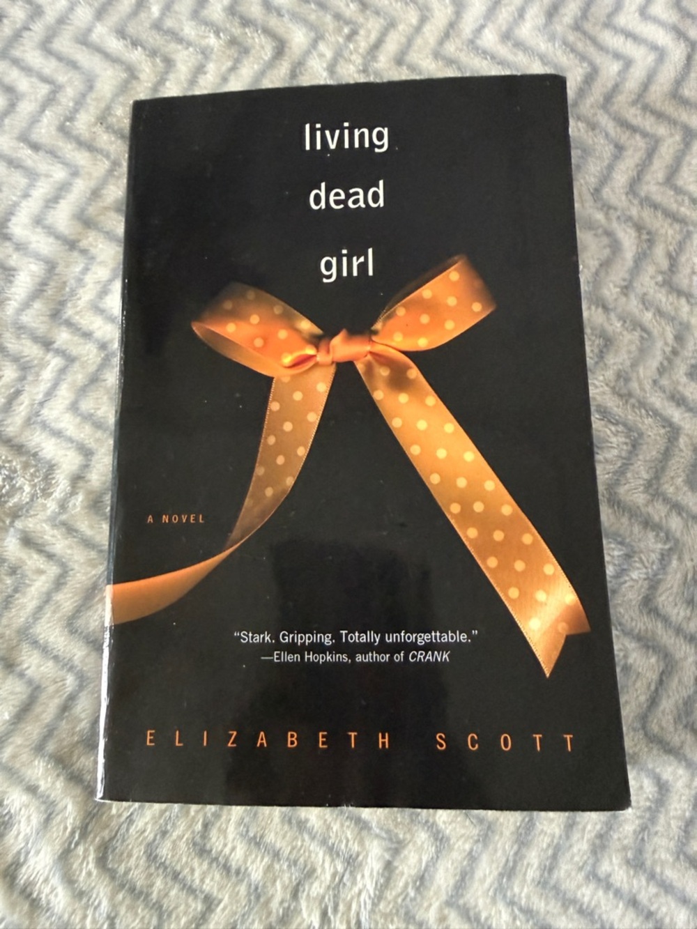 Living Dead Girl by Elizabeth Scott - Black Cover with Orange Polka Dot Bow